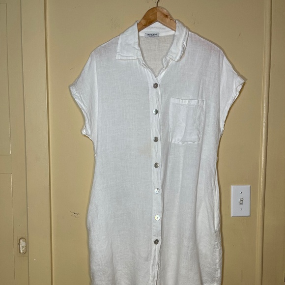White  Linen Dress - Picture 1 of 10